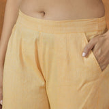 Yellow Solid Cotton Trouser Pant