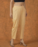 Yellow Solid Cotton Trouser Pant