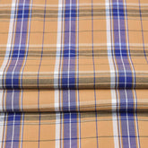 Yellow and Blue Check Handloom Cotton Fabric
