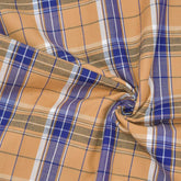 Yellow and Blue Check Handloom Cotton Fabric
