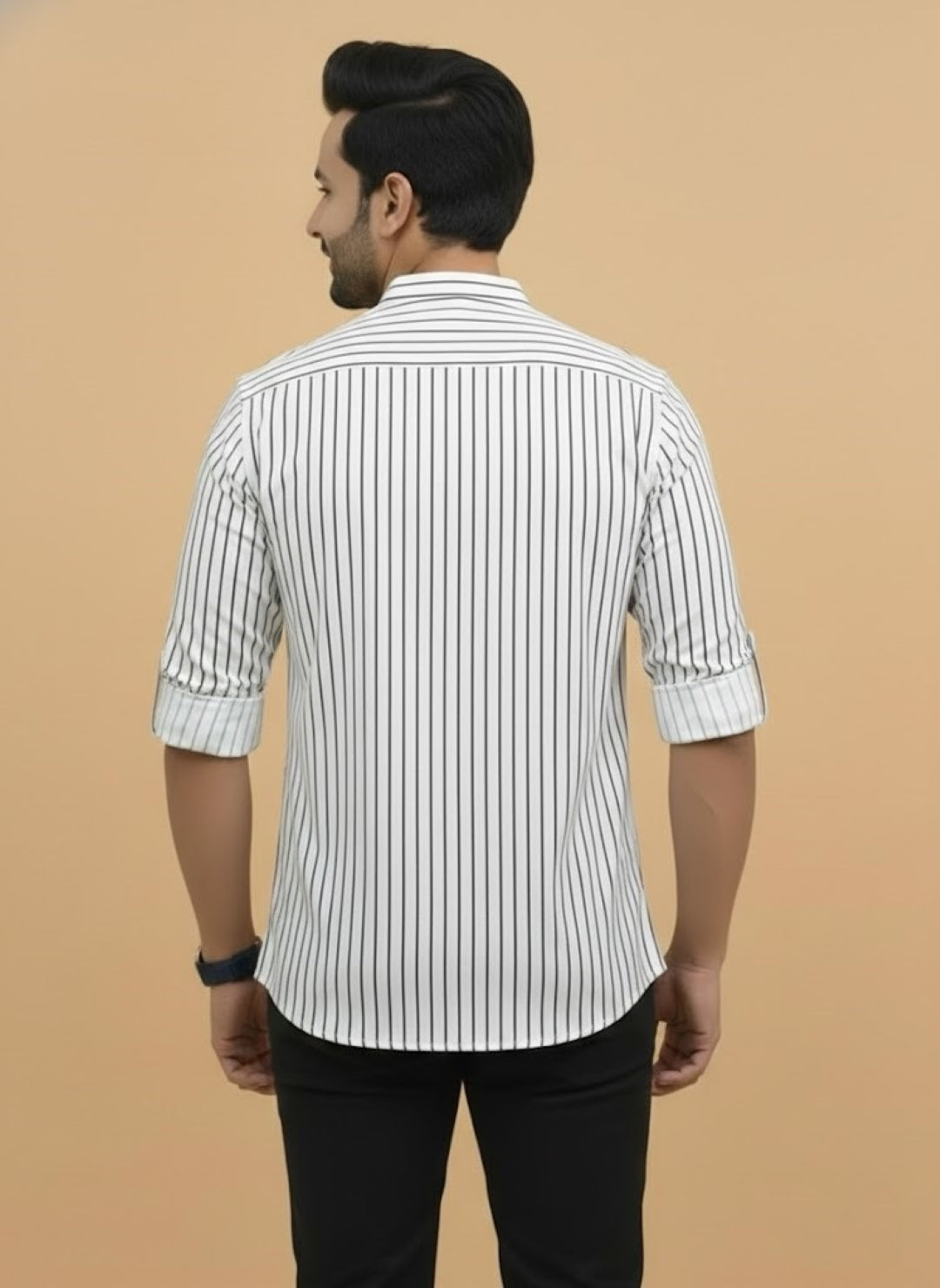 Men Striped Flared Sleeves Pathani Kurta