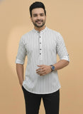 Men Striped Flared Sleeves Pathani Kurta