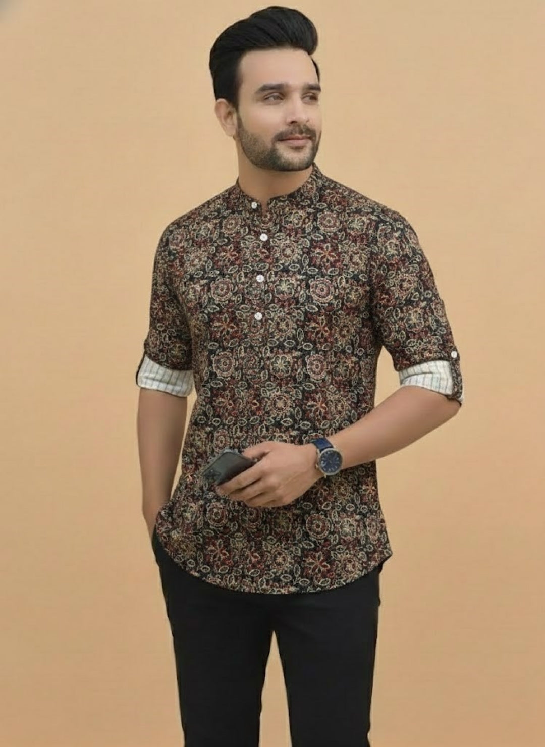 Men Thread Work Multi color Kurta