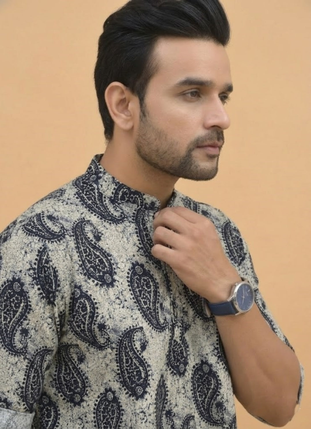 Men Yoke Design Patchwork Kurta