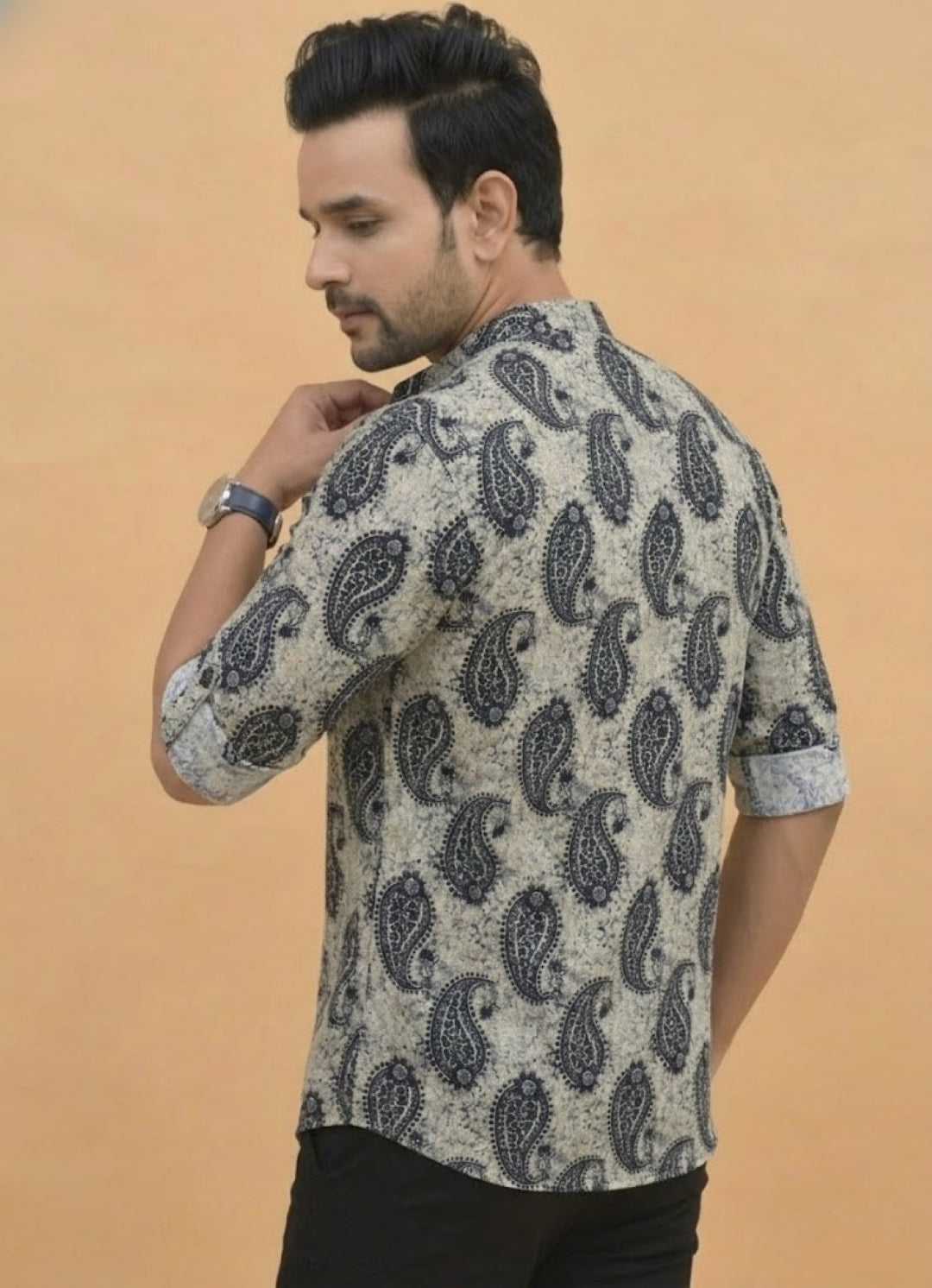 Men Yoke Design Patchwork Kurta