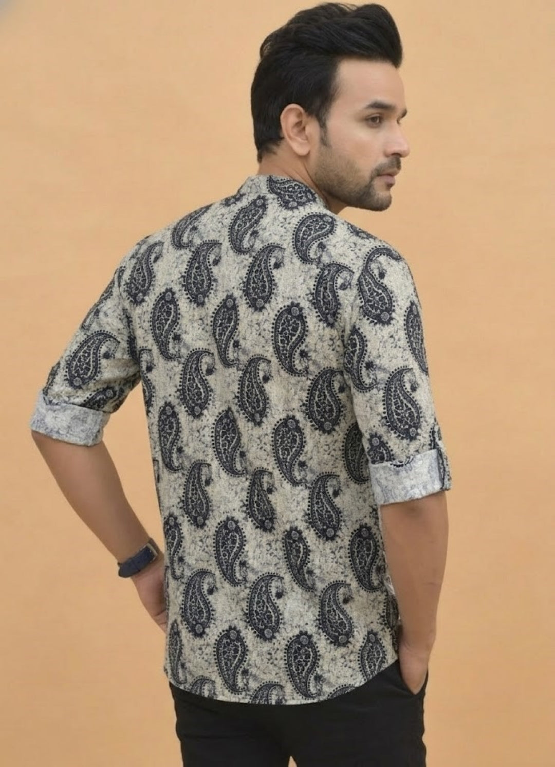 Men Yoke Design Patchwork Kurta