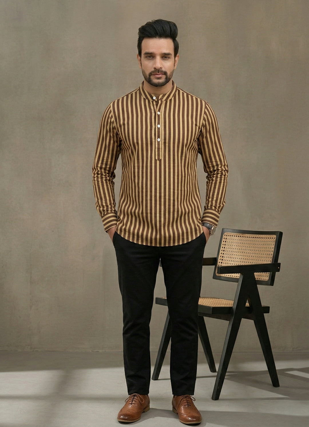 Men Thread Work Handloom Pathani Kurta