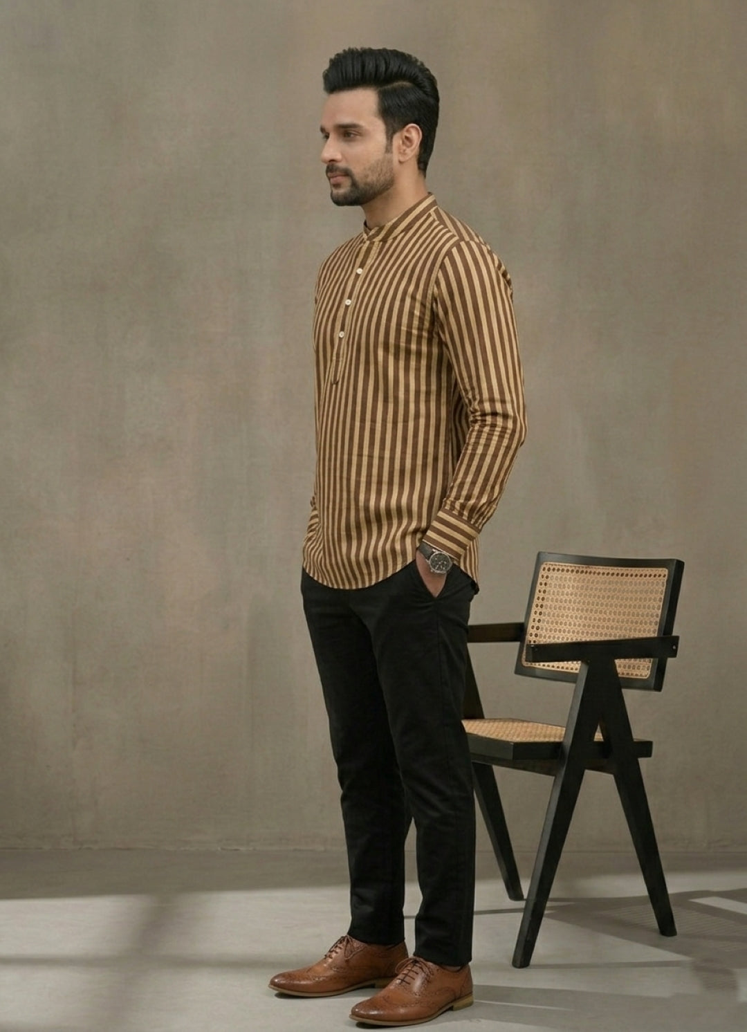 Men Thread Work Handloom Pathani Kurta