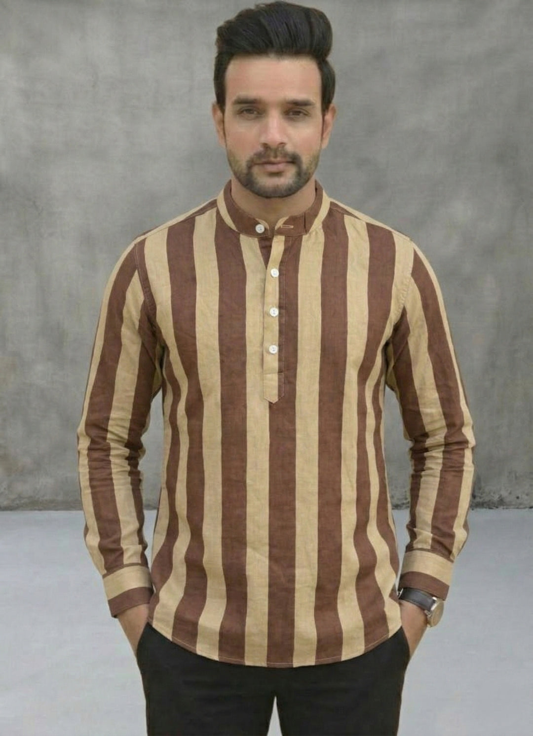 Men Yoke Design Patchwork Handloom Kurta
