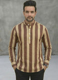 Men Yoke Design Patchwork Handloom Kurta