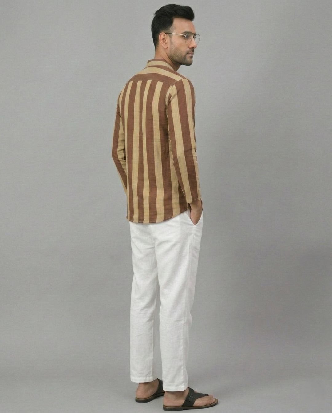 Men Yoke Design Patchwork Handloom Kurta