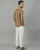 Men Yoke Design Patchwork Handloom Kurta
