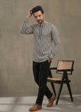Men Cold-Shoulder Sleeves Thread Work Handloom Kurta