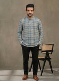 Men Checked Flared Sleeves Thread Work Handloom Kurta
