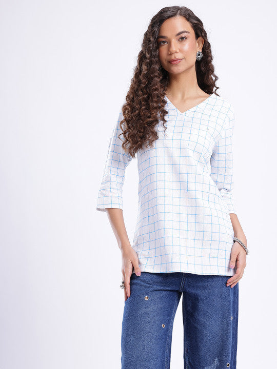 Women Checked Cotton Top