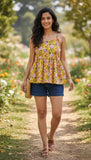 Women Floral Printed Pure Cotton Handloom Empire Kurti