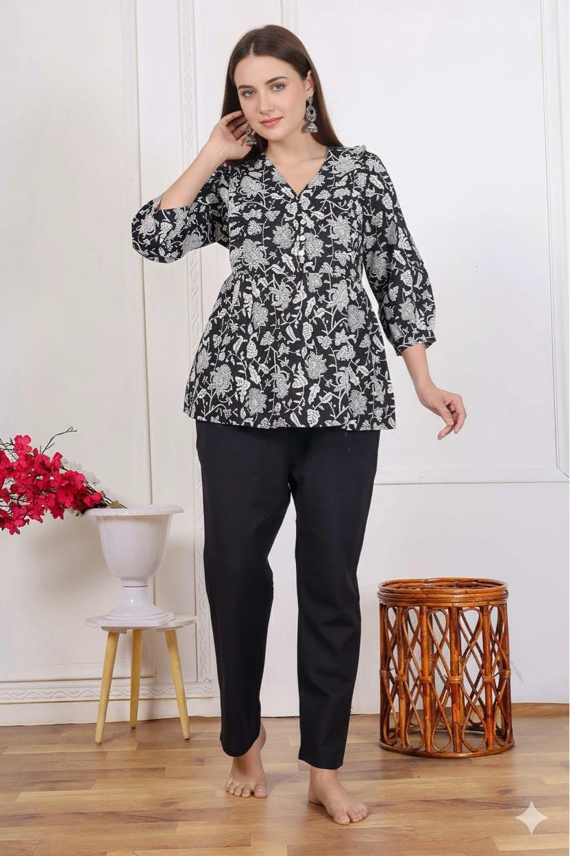 Women Floral Print Cotton Top