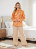 Women Printed Cord Set Orange -2029