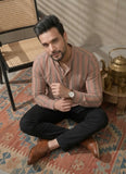 Men Checked Mirror Work Handloom Kurta