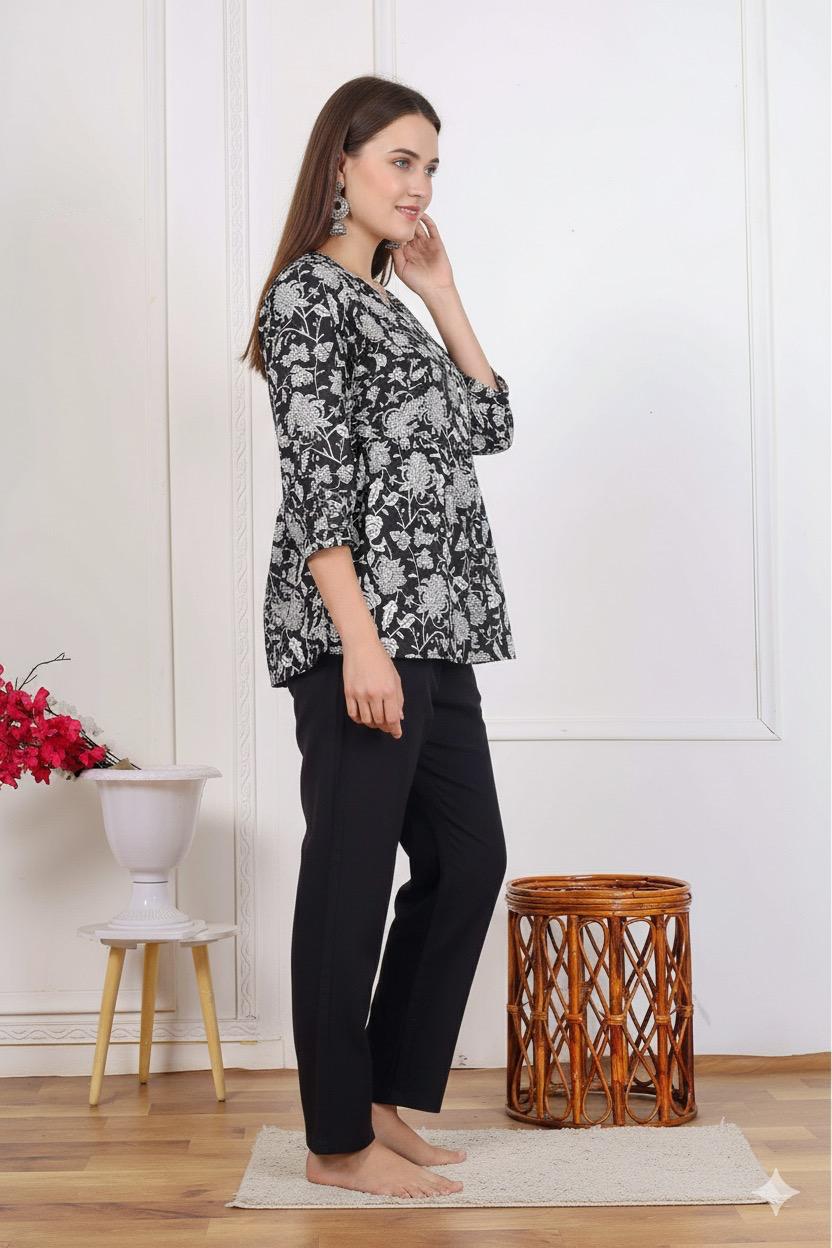 Women Floral Print Cotton Top