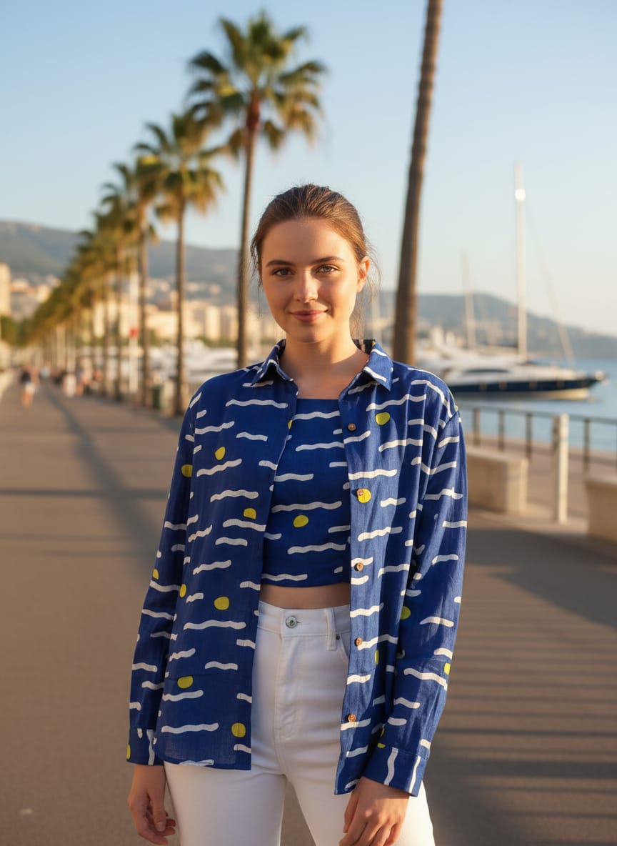 WOMEN FLORAL TOP BLUE