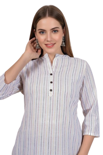 Combo of 2 WHITE And BLACK Cotton Flax Women Top