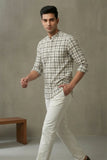 Men White Line Kurta