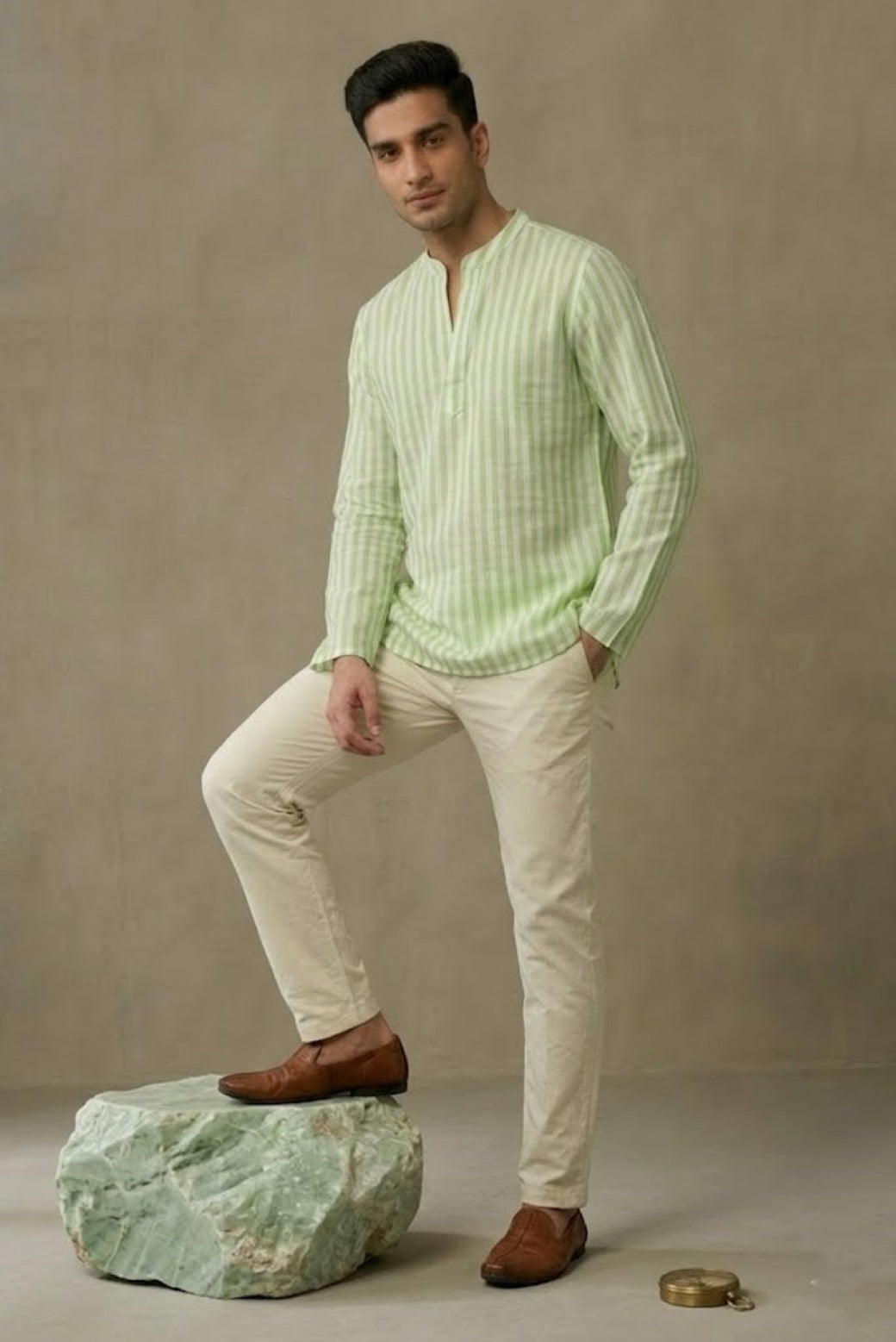 Men Lime Green Kurta