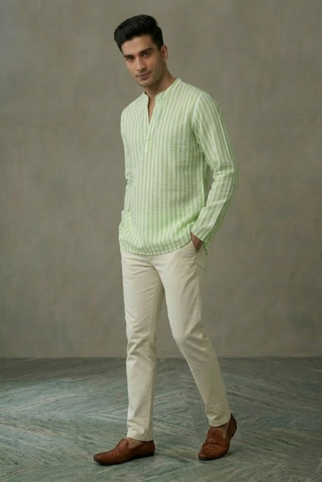 Men Lime Green Kurta