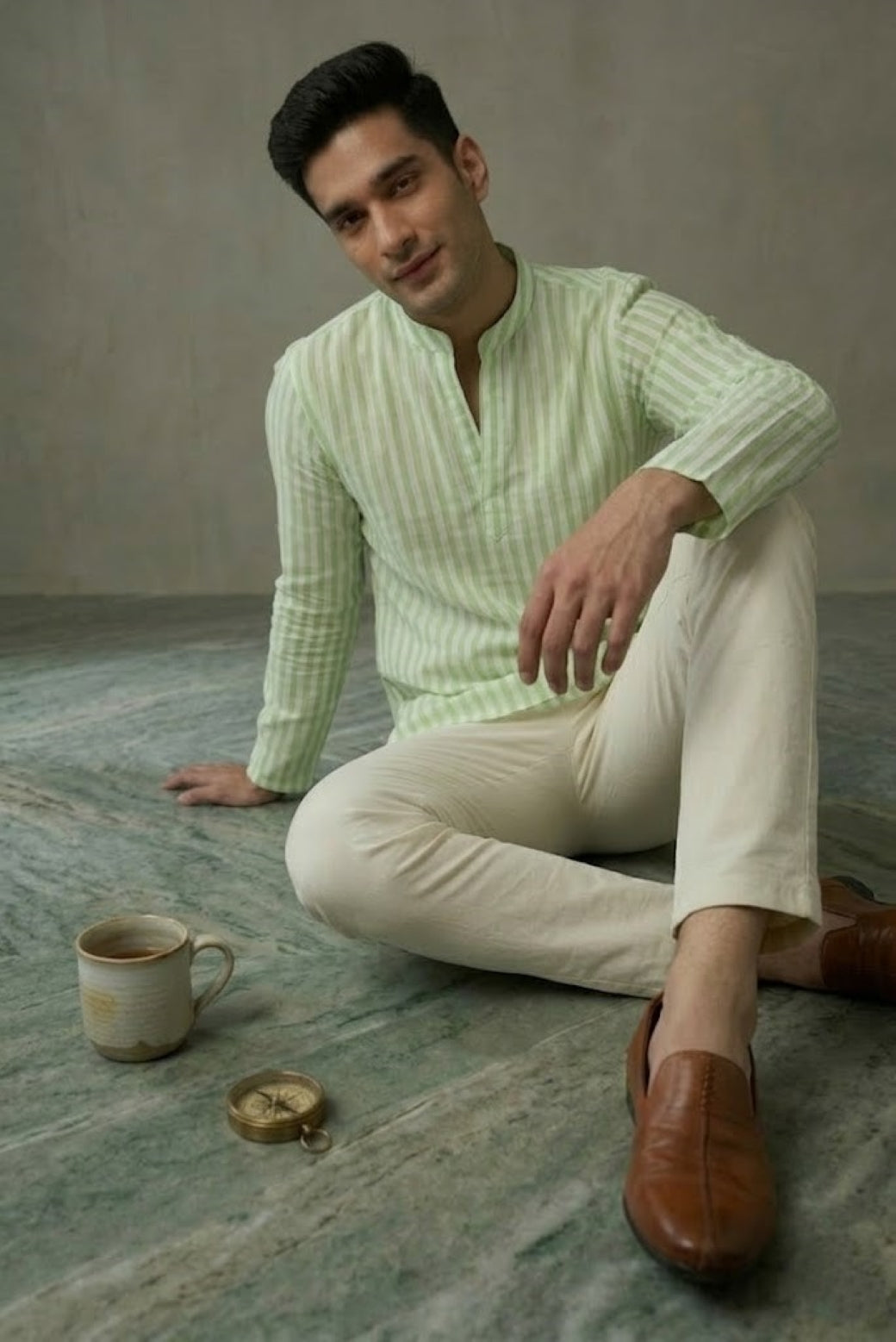 Men Lime Green Kurta