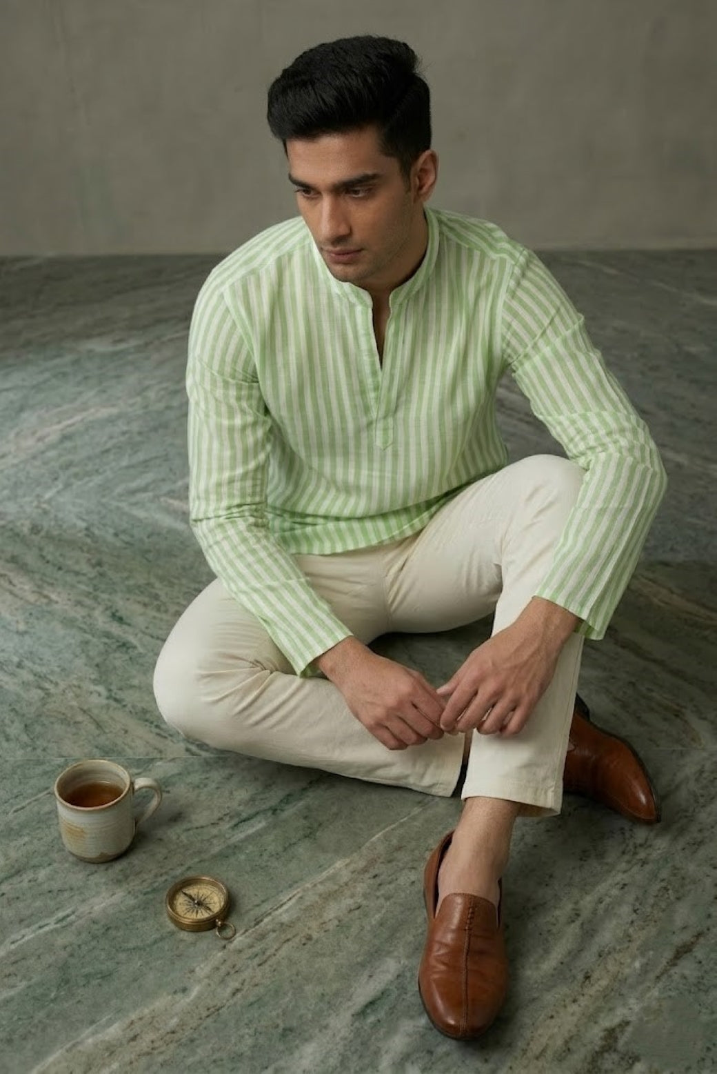 Men Lime Green Kurta