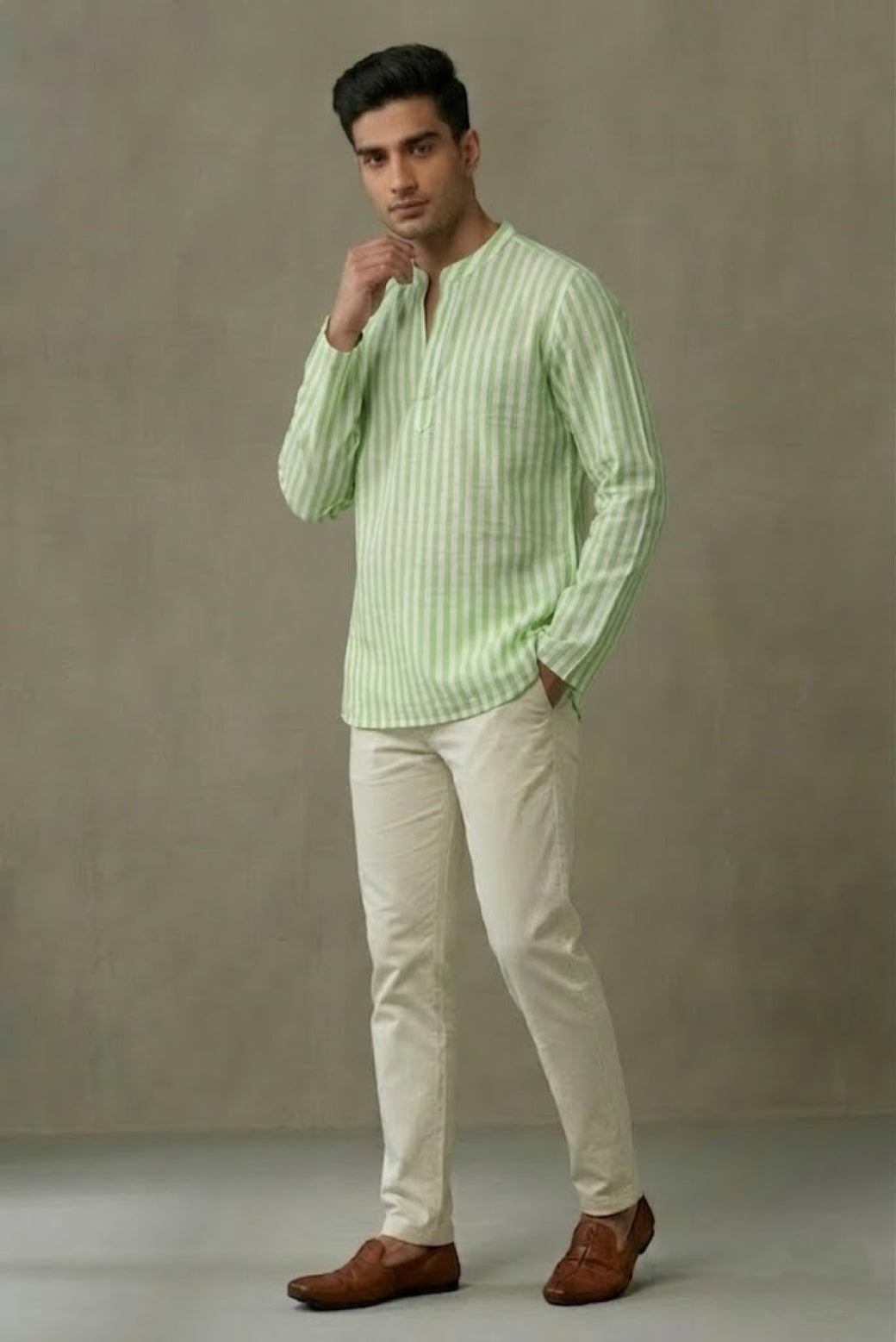 Men Lime Green Kurta