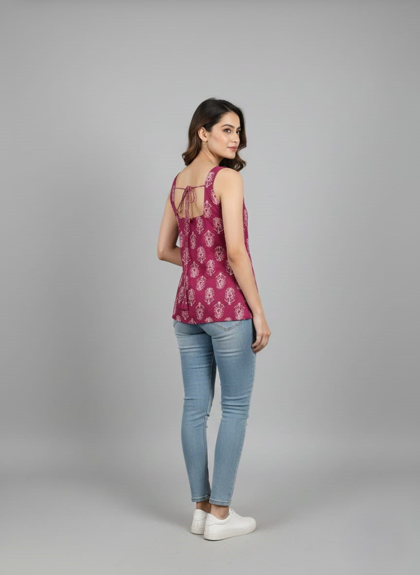 PRINTED SHORT TOP