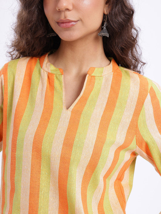 Women Striped Cotton Top Multy Color