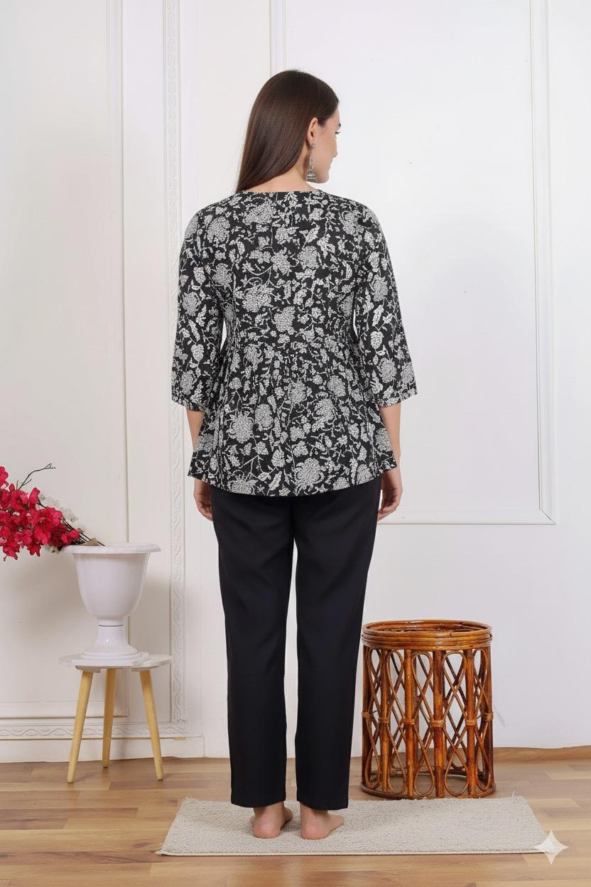 Women Floral Print Cotton Top