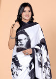 Bagru Block Print Cotton mulmul Sarees With Running Blouse Black HS-5015
