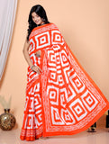 Bagru Block Print Cotton mulmul Sarees With Running Blouse Gajri HS-5022