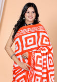 Bagru Block Print Cotton mulmul Sarees With Running Blouse Gajri HS-5022