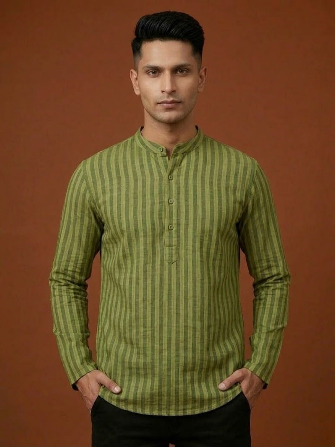 Men's Short Yellow Cotton Kurta