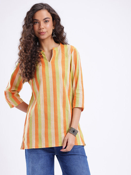 Women Striped Cotton Top Multy Color