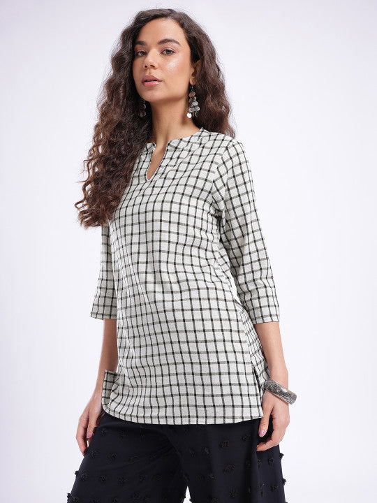 Women Checked Cotton Top