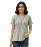 Combo of 2 BEIGE And BLUE Cotton Flax Women Top (15050-ESHK00033)