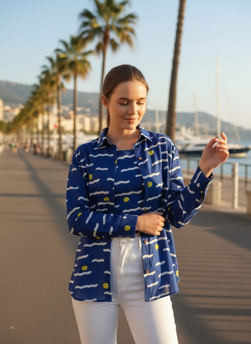 Printed Shirt Collar Pure Cotton Handloom Kurti
