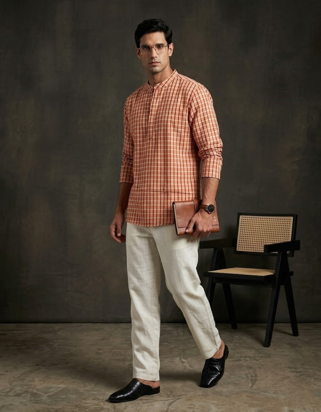 Men Orange Kurta