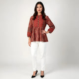 WOMEN FLORAL TOP MAROON