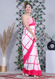 Bagru Block Print Cotton mulmul Sarees With Running Blouse