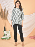 Women White Gray Printed Top T-12