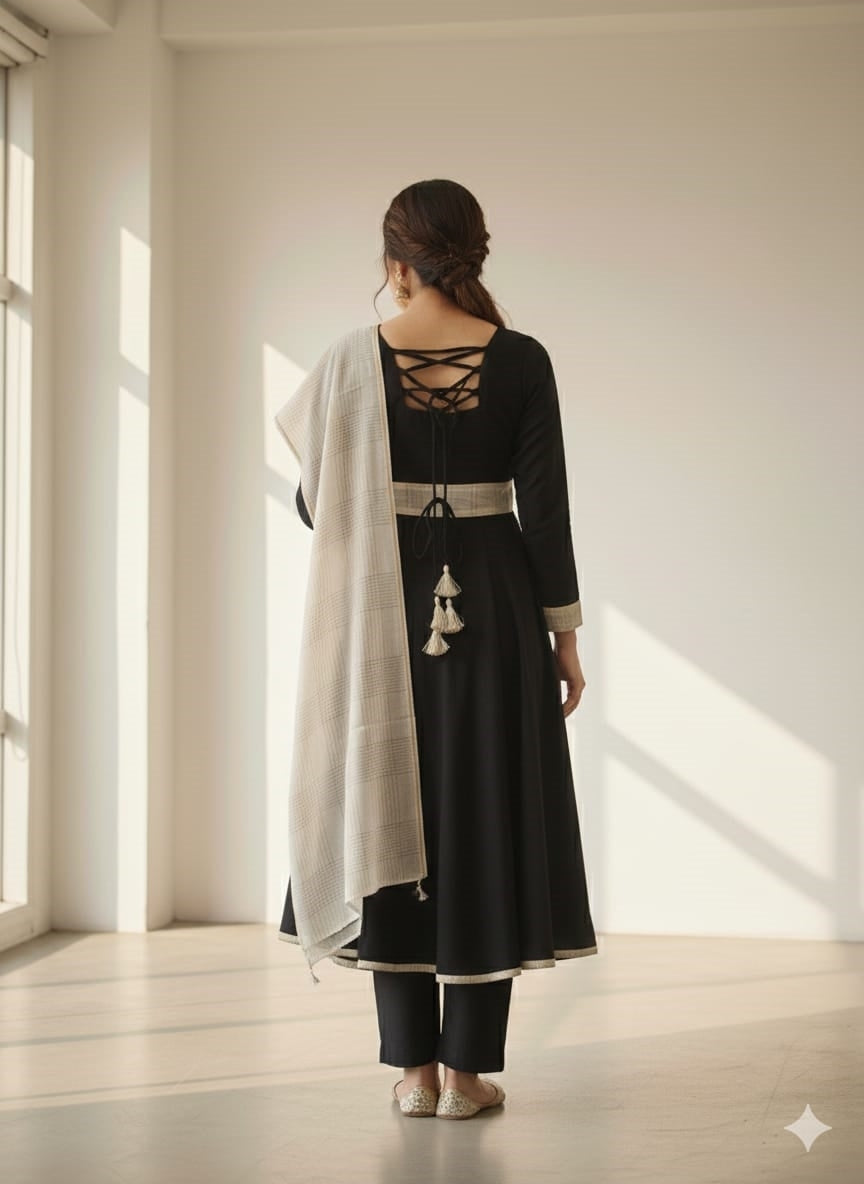 WOMEN KURTA SET BLACK COLOR