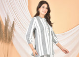 Women White Gray Printed Top T-11