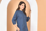 Women Blue Printed Top T-14